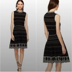Kate Spade-Textured Knit-Fit & Flare-Black-White-Dress-Size XS